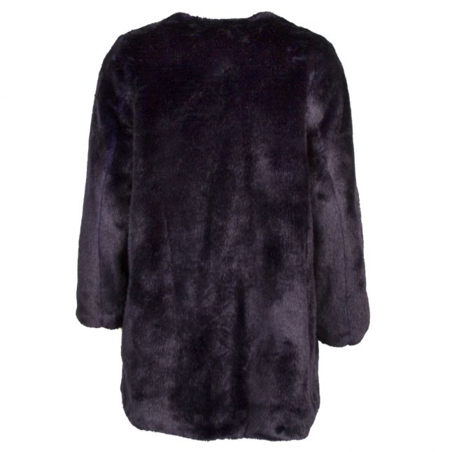 Womens Navy Faux Fur Coat