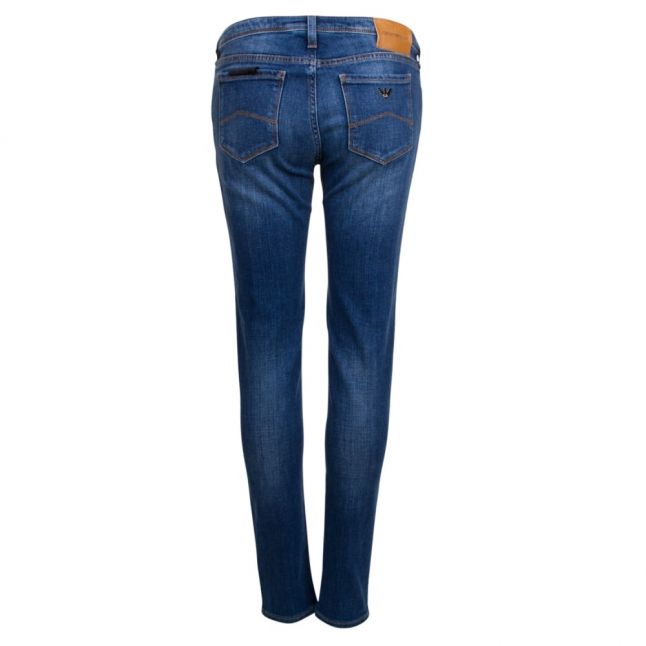 Womens Blue Wash J28 Mid Rise Skinny Fit Jeans