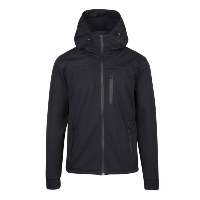 Mens Dark Navy Branded Soft Shell Hooded Jacket