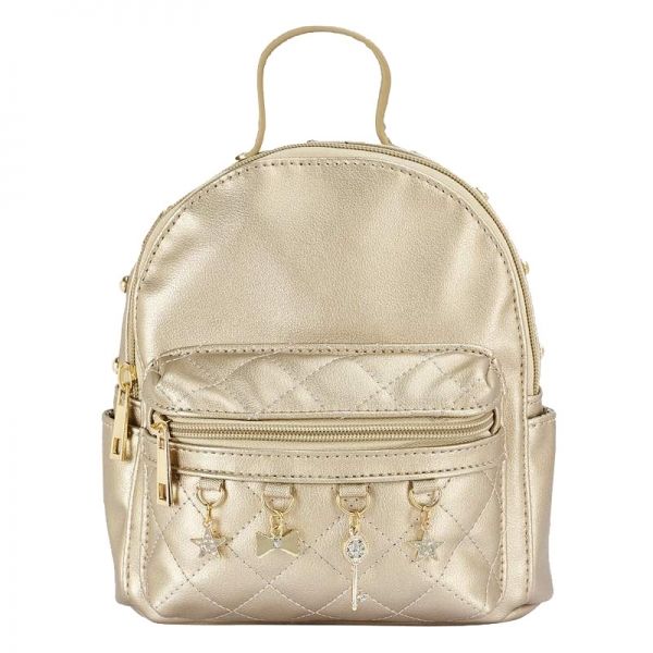 Girls Gold Quilted Charms Small Backpack