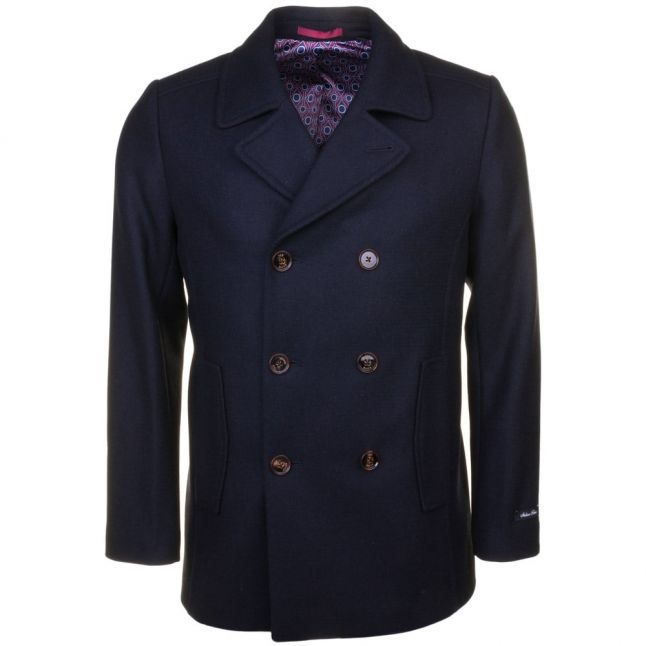 Mens Navy Biza Twill Wool Peacoat