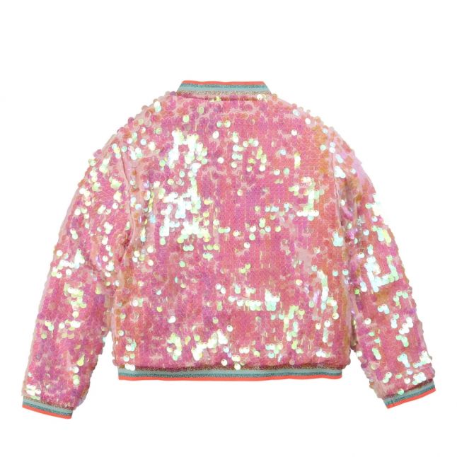 Girls Pink Sequin Bomber Jacket