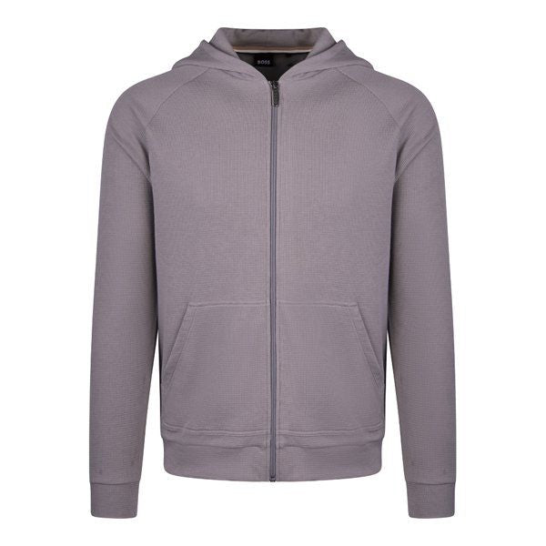 Mens Medium Grey Texture Hooded Zip Sweat