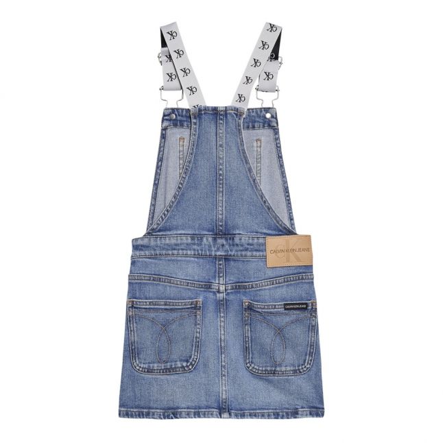 Girls Blue Monogram Dungaree Dress