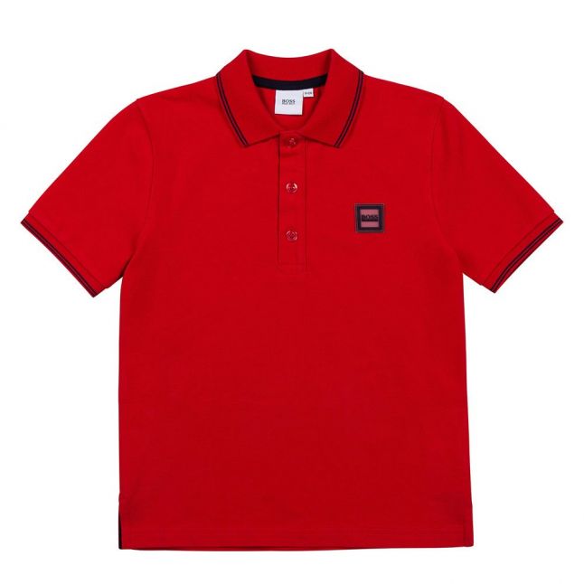 Boys Red Tipped Badge S/s Polo Shirt