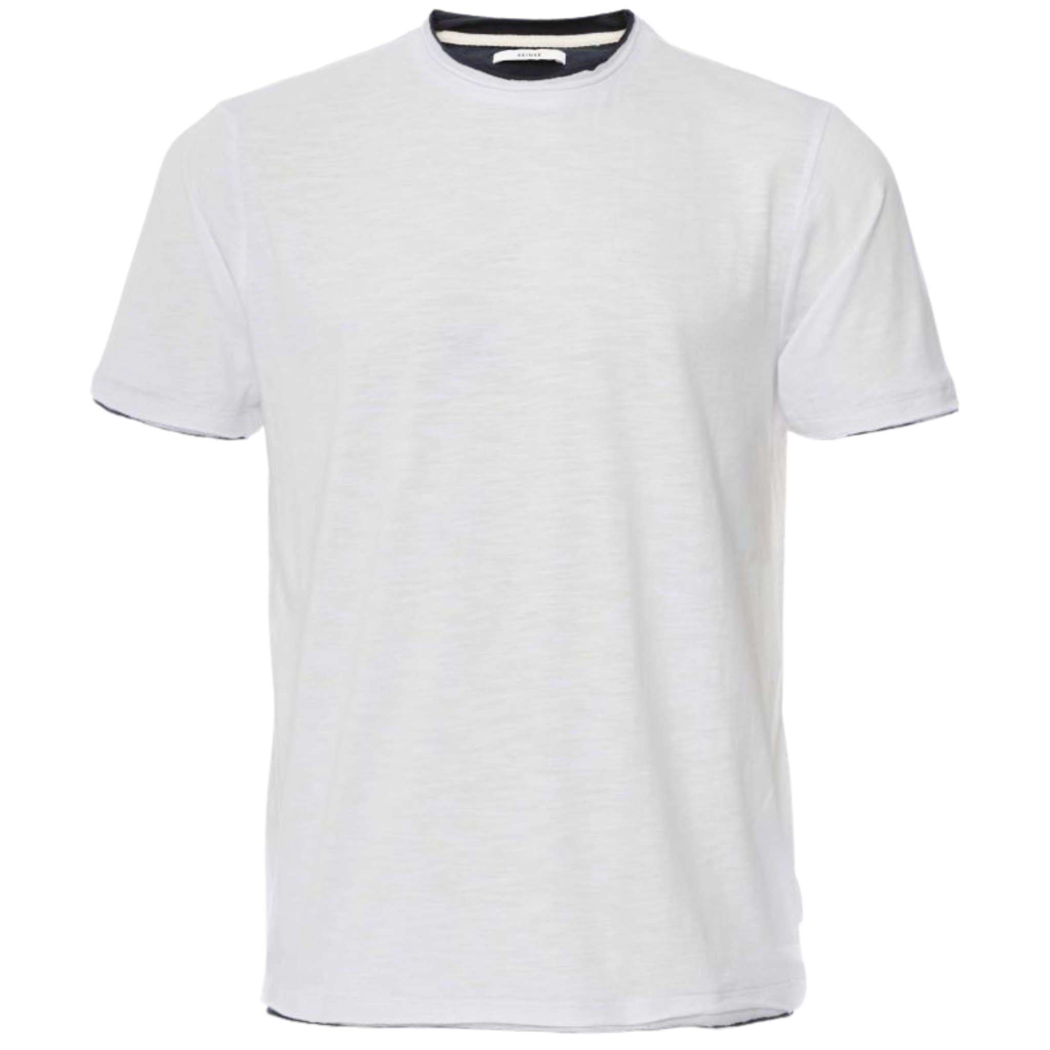 Mens SEINSE White/Beige Double Collar Neck S/s T Shirt