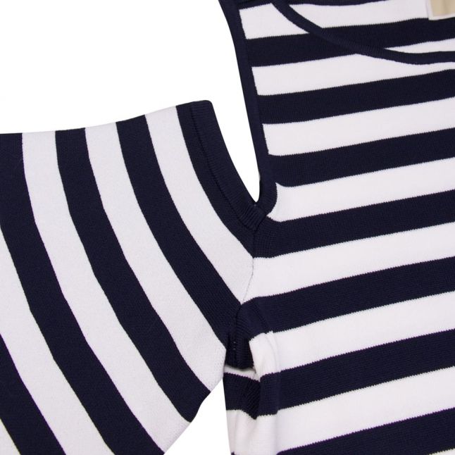 Womens True Navy Off Shoulder Stripe Top