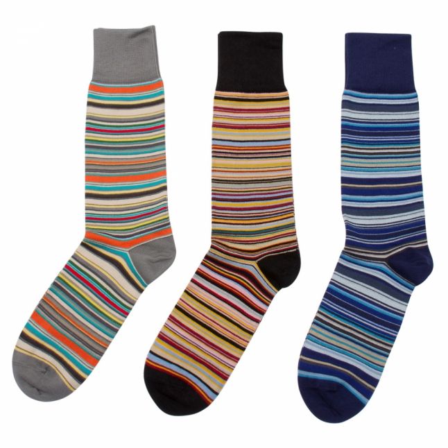 Mens Multi Stripe 3 Pack Socks