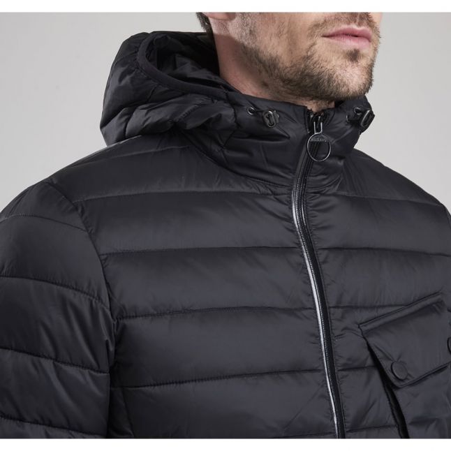 Mens Black Ouston Hooded Quilted Jacket