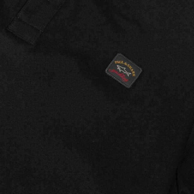 Mens Black Classic Logo Custom Fit S/s Polo Shirt