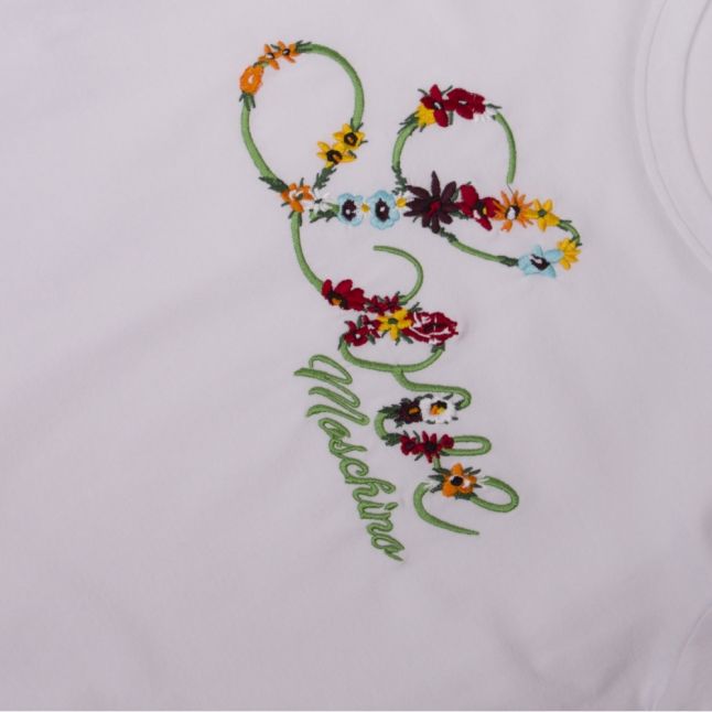 Womens Optical White Embroidered Logo S/s T Shirt