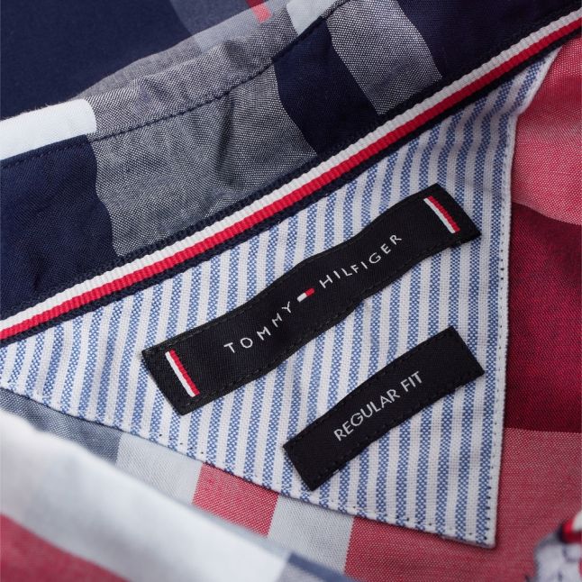 Mens Navy/Red Madras Check S/s Shirt