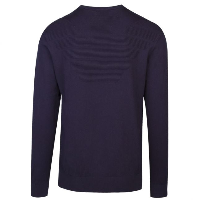 Mens Navy Multi Knit Crew Neck Knitted Top