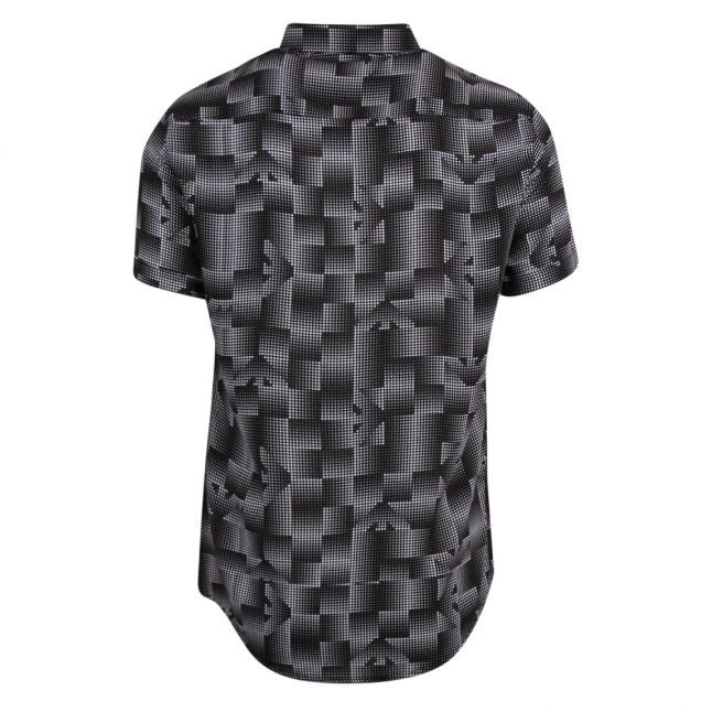 Mens Black Eagle Print Casual S/s Shirt