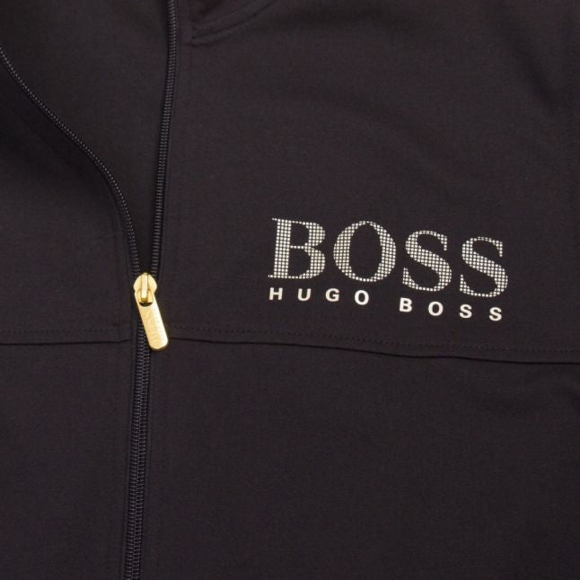 Mens Black/Gold Metallic Logo Sweat Jacket