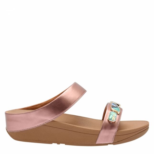 Womens Rose Gold Fino Shellstone Slide Sandals