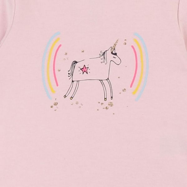 Baby Pink Unicorn Rainbow L/s T Shirt