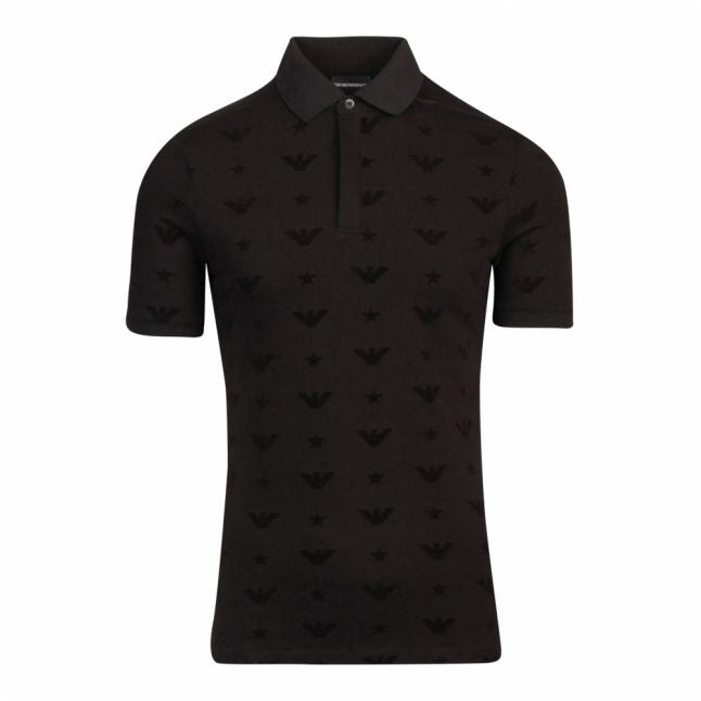 Mens Black Flock Eagle S/s Polo Shirt