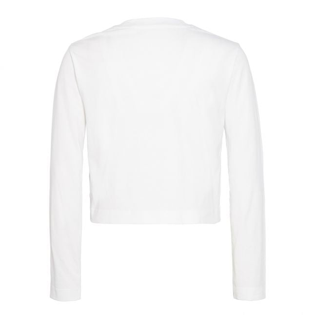 Womens Bright White Institutional Logo Cropped L/s T Shirt