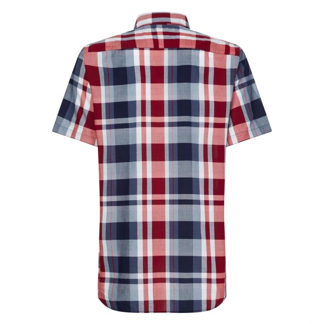 Mens Navy/Red Madras Check S/s Shirt