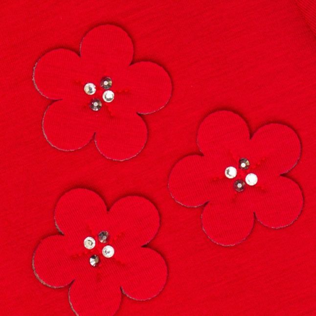 Girls Red Embroidered Flower Dress