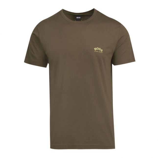 Athleisure Mens Dark Green Tee Curved Logo S/s T Shirt