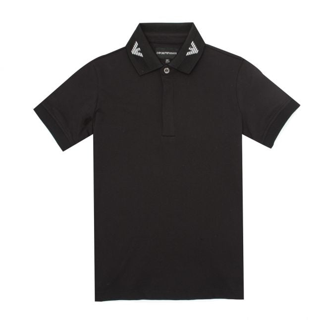 Boys Black Logo Collar S/s Polo Shirt