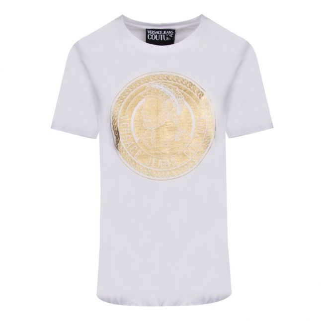 Womens White Metallic Emblem S/s T Shirt