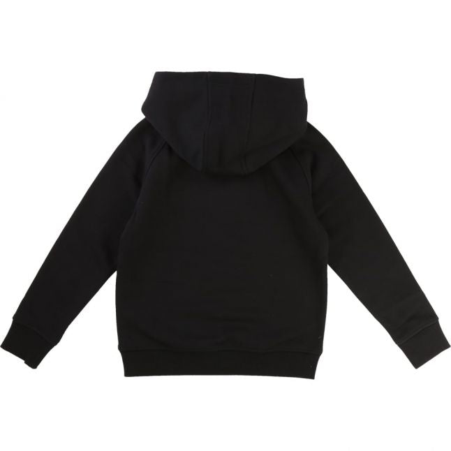 Boys Black Branded Hooded Sweat Top