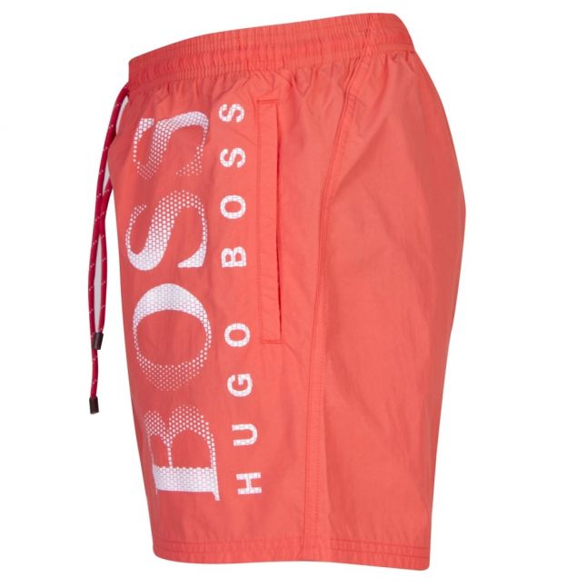 Mens Light Red Octopus Side Logo Swim Shorts