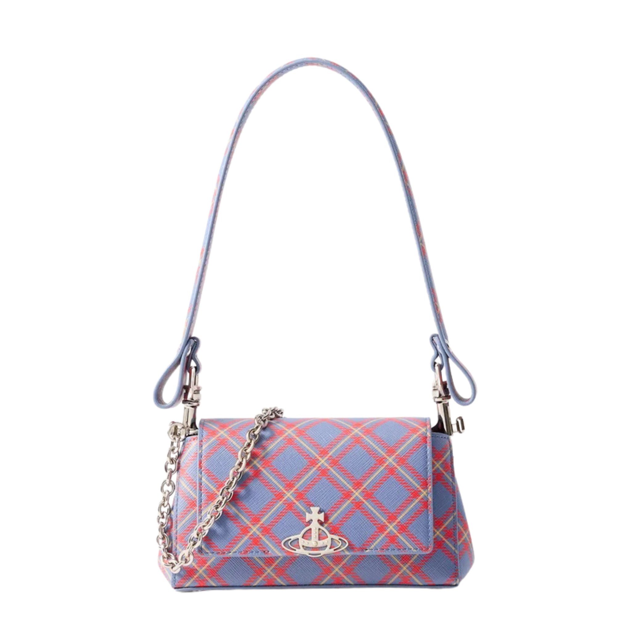 Womens Vivienne Westwood Blue/Orange Tartan Hazel Small Handbag