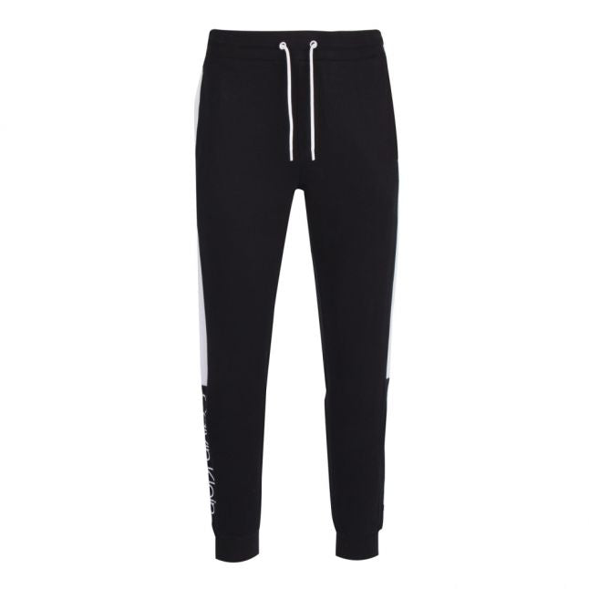 Mens Black Logo Stripe Sweat Pants