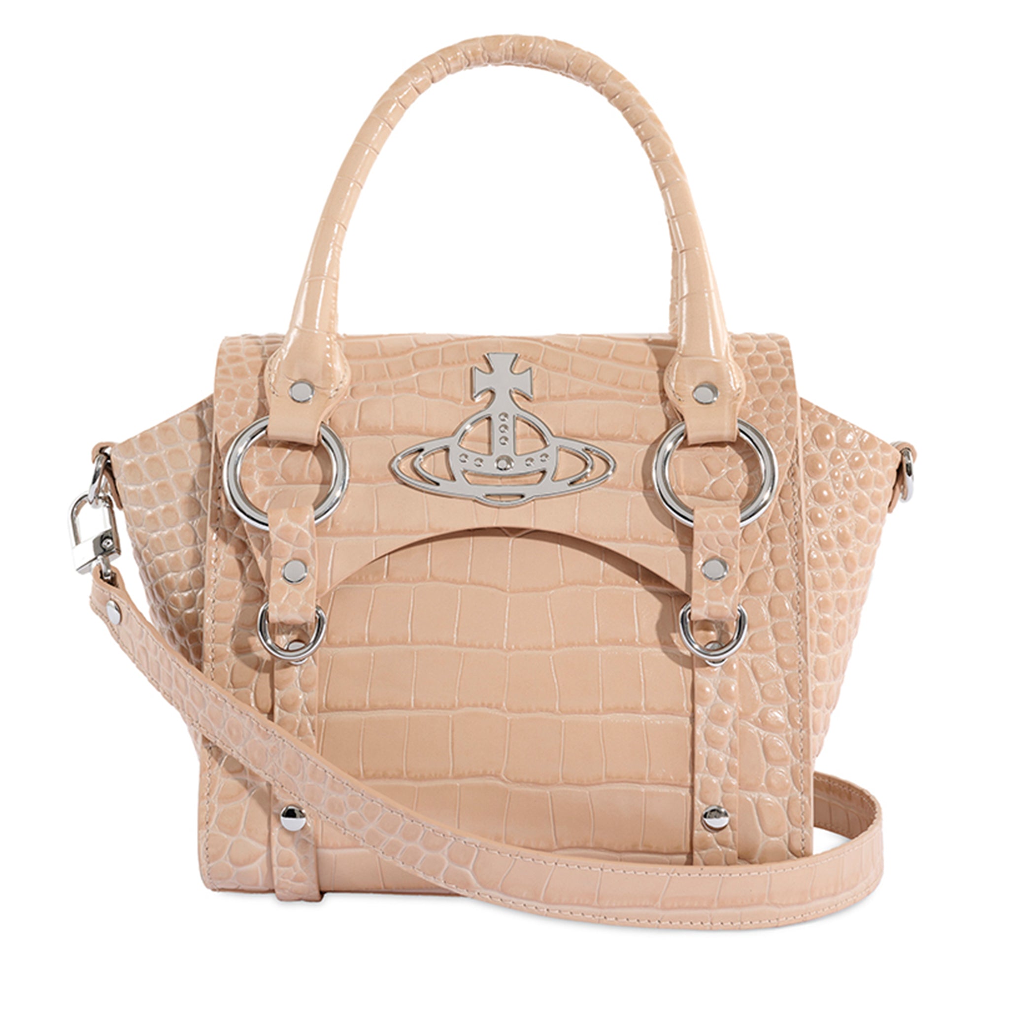 Womens Cream Betty Small Emb. Croc Handbag