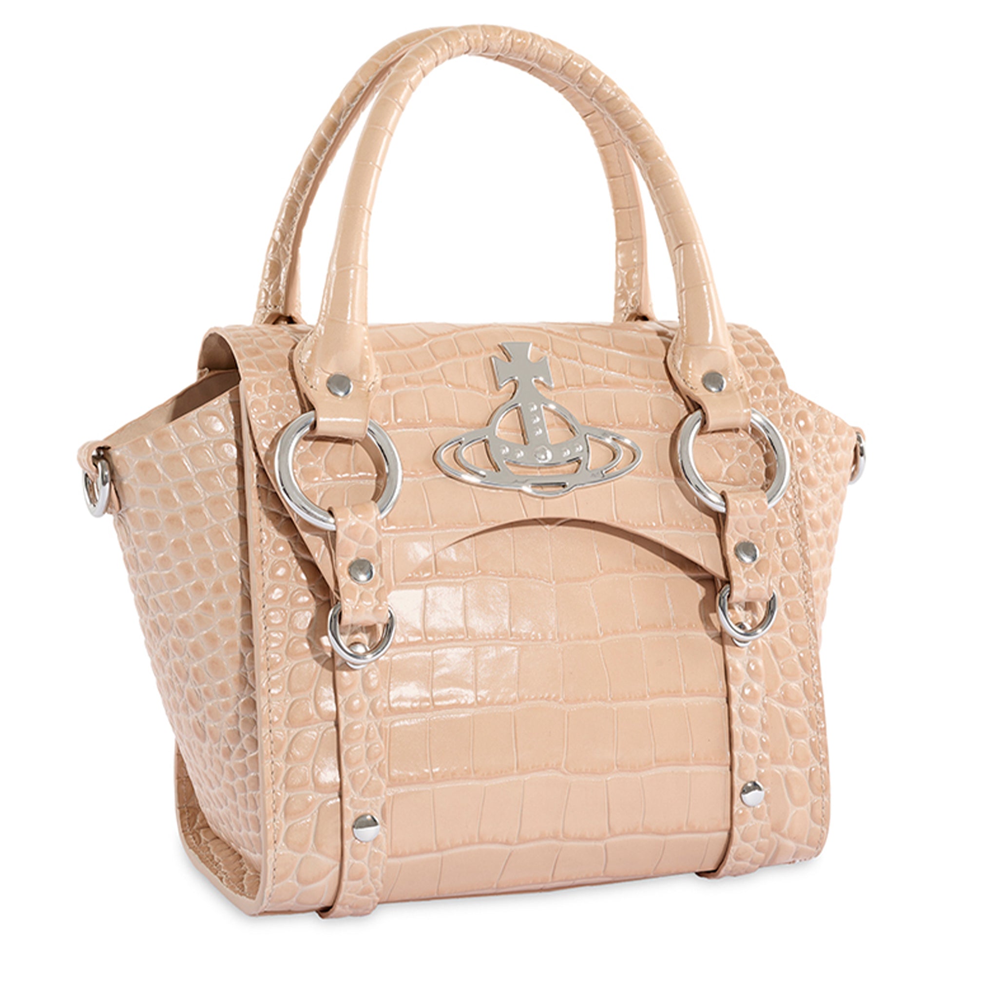 Womens Cream Betty Small Emb. Croc Handbag