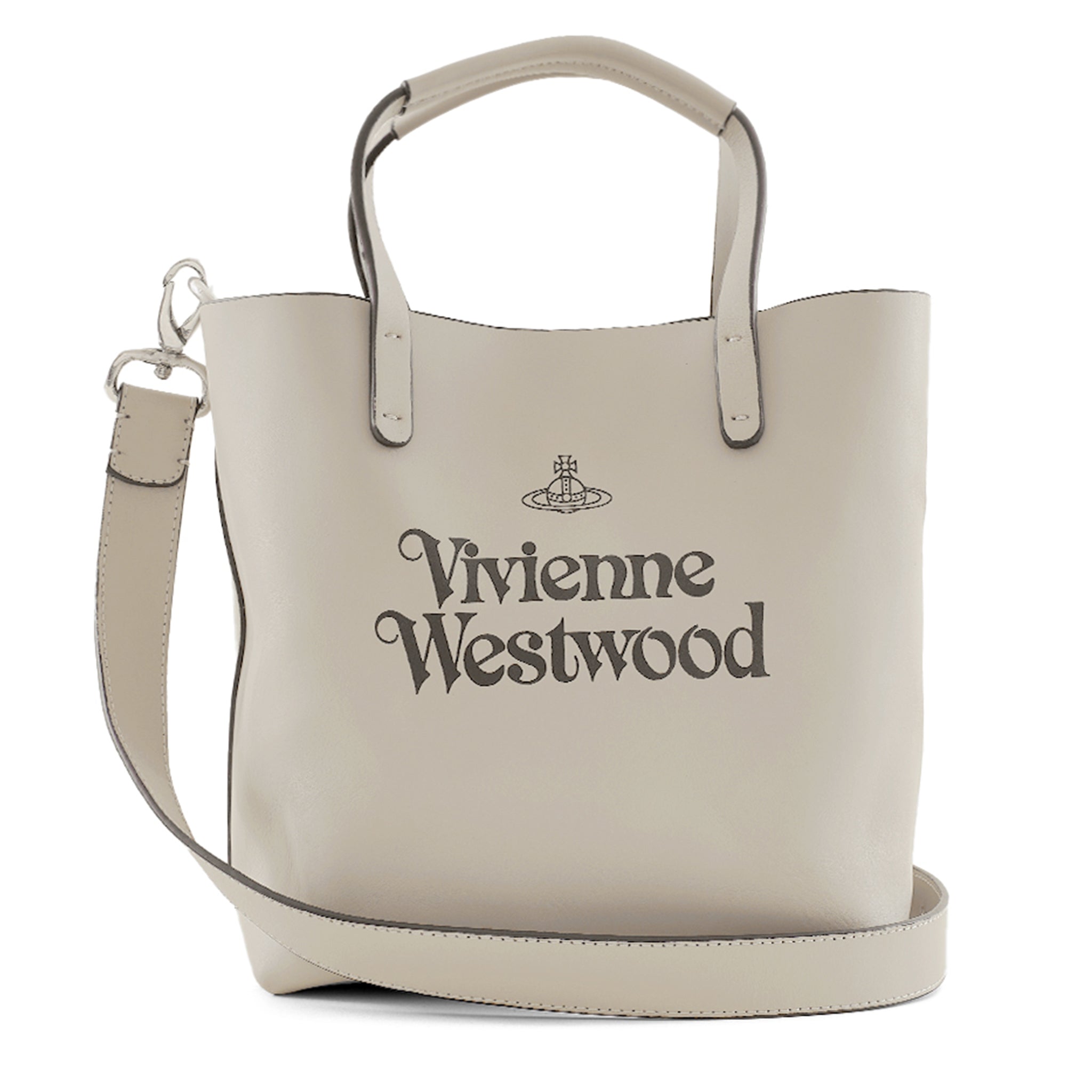 Womens Vivienne Westwood Grey/Black Studio Leather Small Shopper Bag