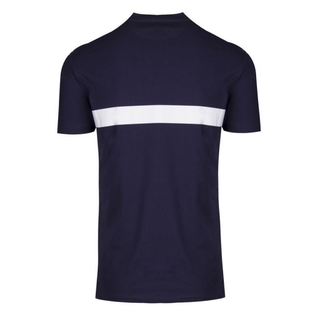 Mens Navy Logo Stripe Slim Fit Beach S/s T Shirt