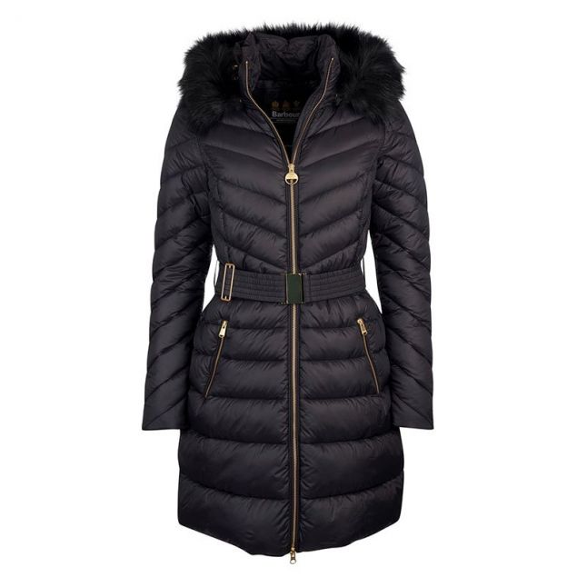 Womens Black Darley Moore Quilted Hooded Coat