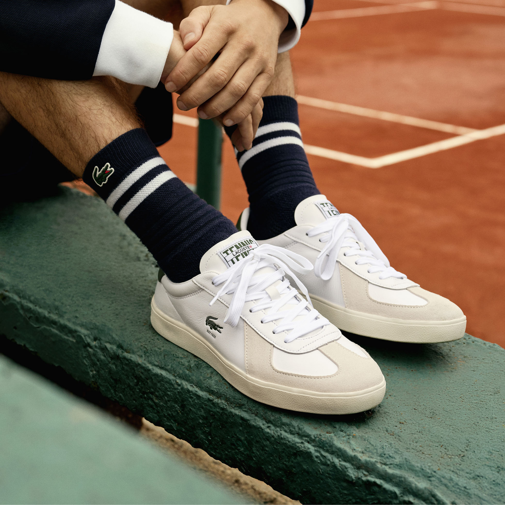 Mens Lacoste White/Tank BASESHOT PRO Trainers