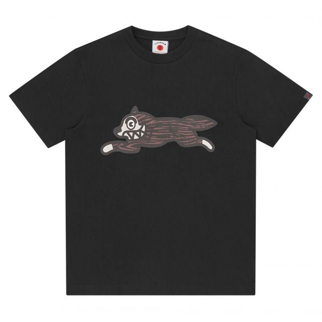 Mens Black Woodgrain Running Dog S/s T