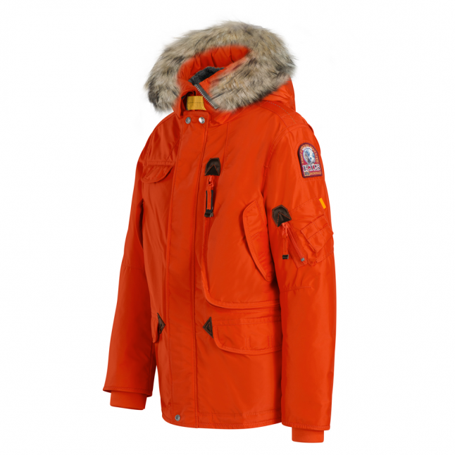 Boys Carrot Right Hand Fur Hooded Coat