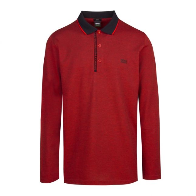 Athleisure Mens Red Pleesy 4 Slim Fit L/s Polo Shirt