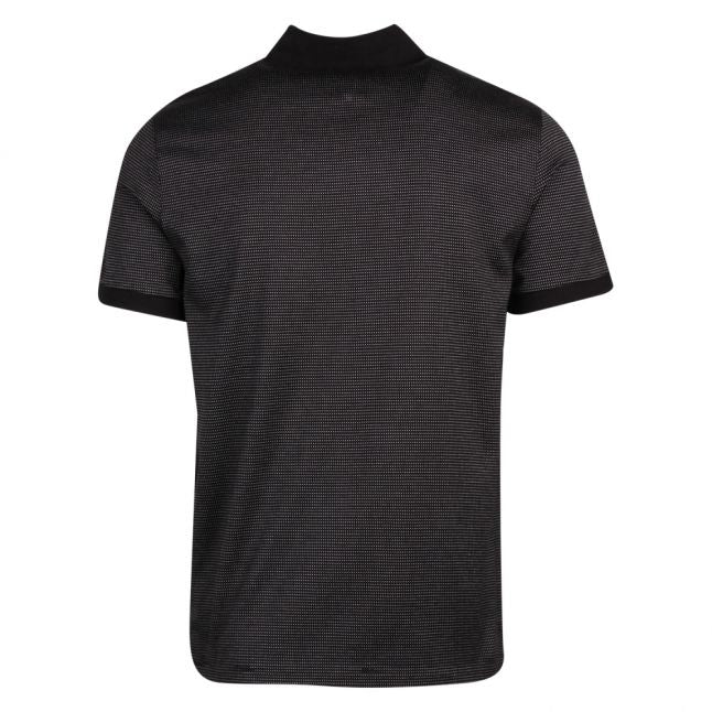 Mens Black Branded Textured S/s Polo Shirt