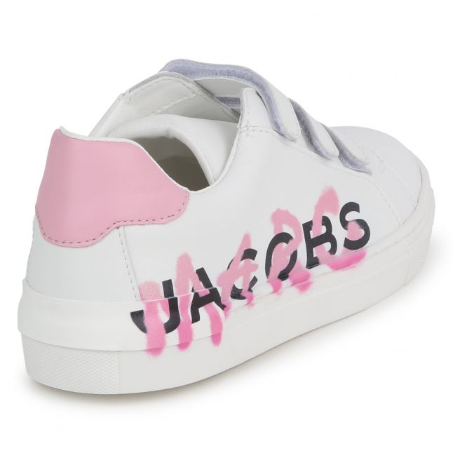 Girls White Graffiti Logo Trainers