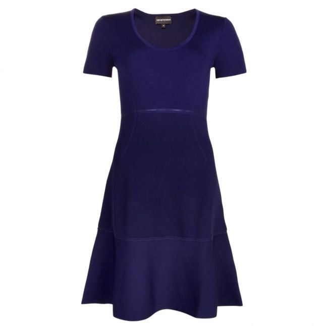 Womens Navy Knitted Skater Dress