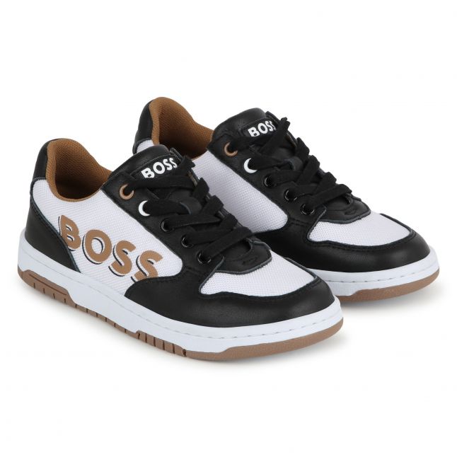 Boys Black/White Branded Low Trainers