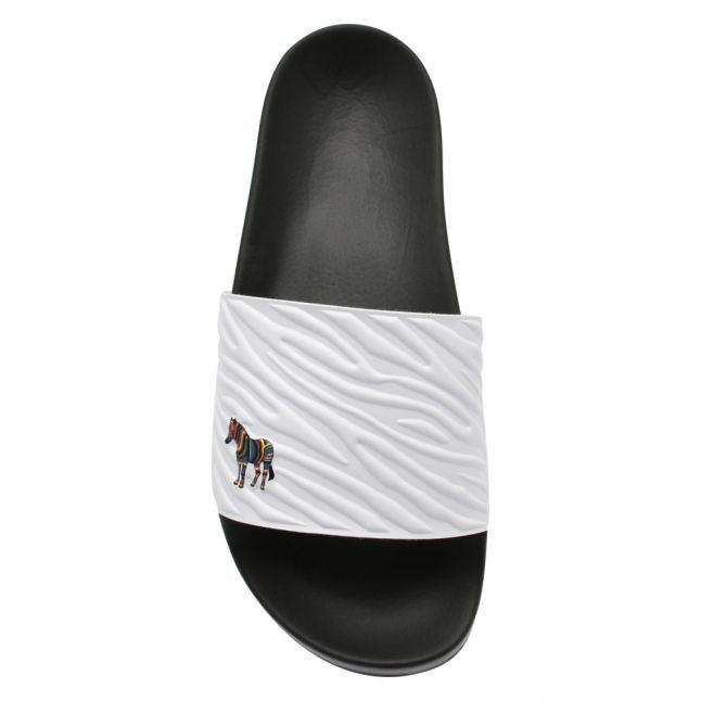 Mens White Summit Zebra Slides