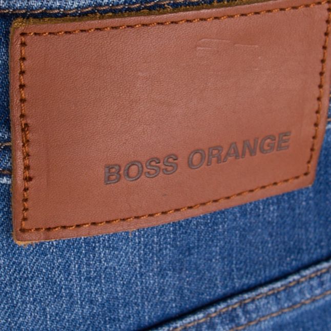 Mens Bright Blue Orange 90 Tapered Fit Jeans