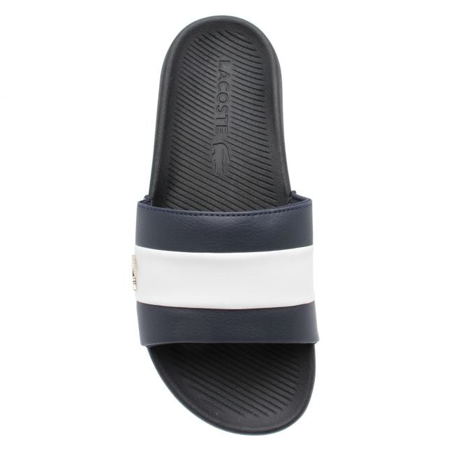 Mens Navy/White Croco Badge Slides