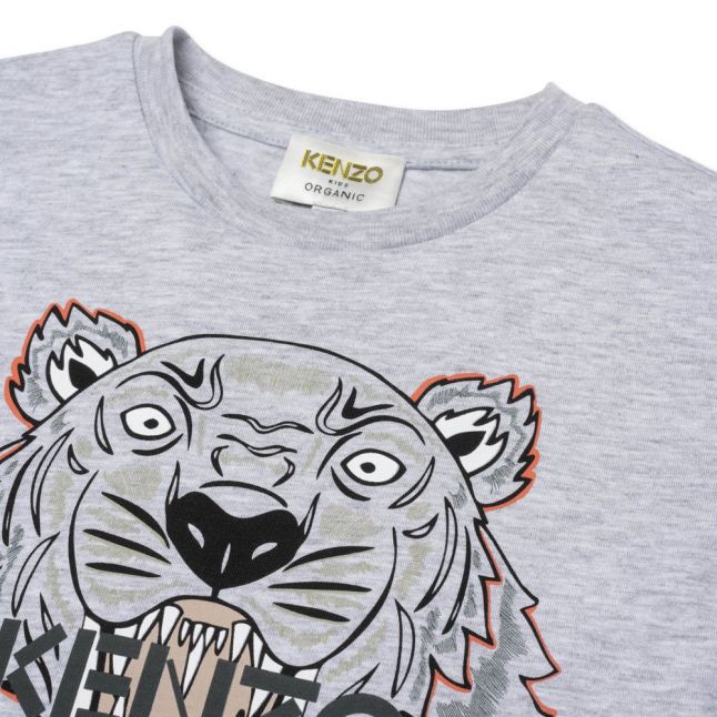 Boys Grey Marl Tiger S/s T Shirt