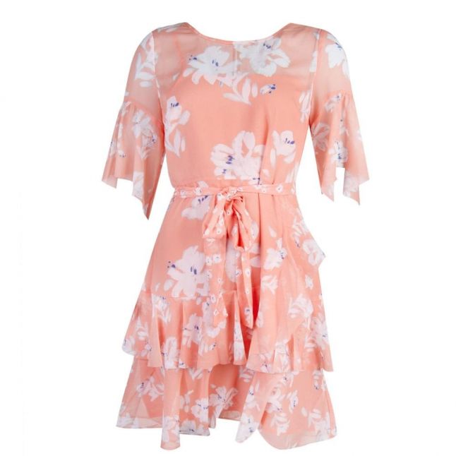 Womens Peach Blossom Alba Tie Waist Ruffle Dress